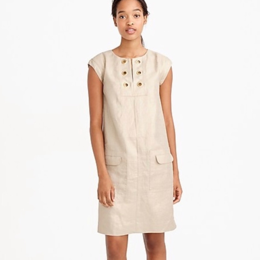 J.Crew Metallic Linen Shift Dress With Grommets F2537